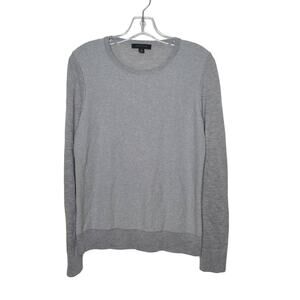 Ann Taylor metallic shimmer silver gray crew neck lightweight sweater - medium